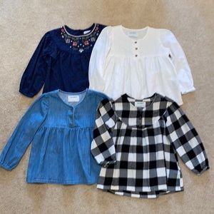 Old West Girls Long Sleeve Tops Bundle - Navy, White, Light Blue & Black